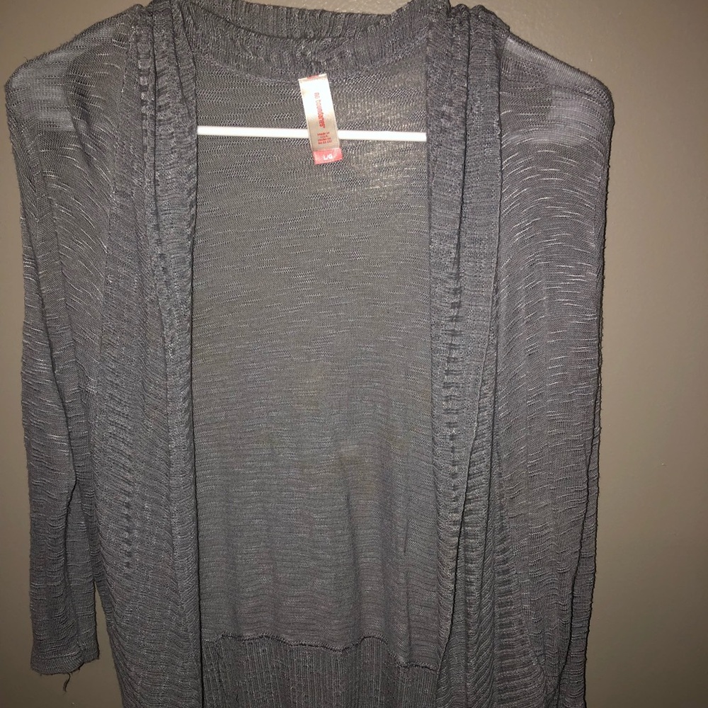 Gray Sheer Cardigan